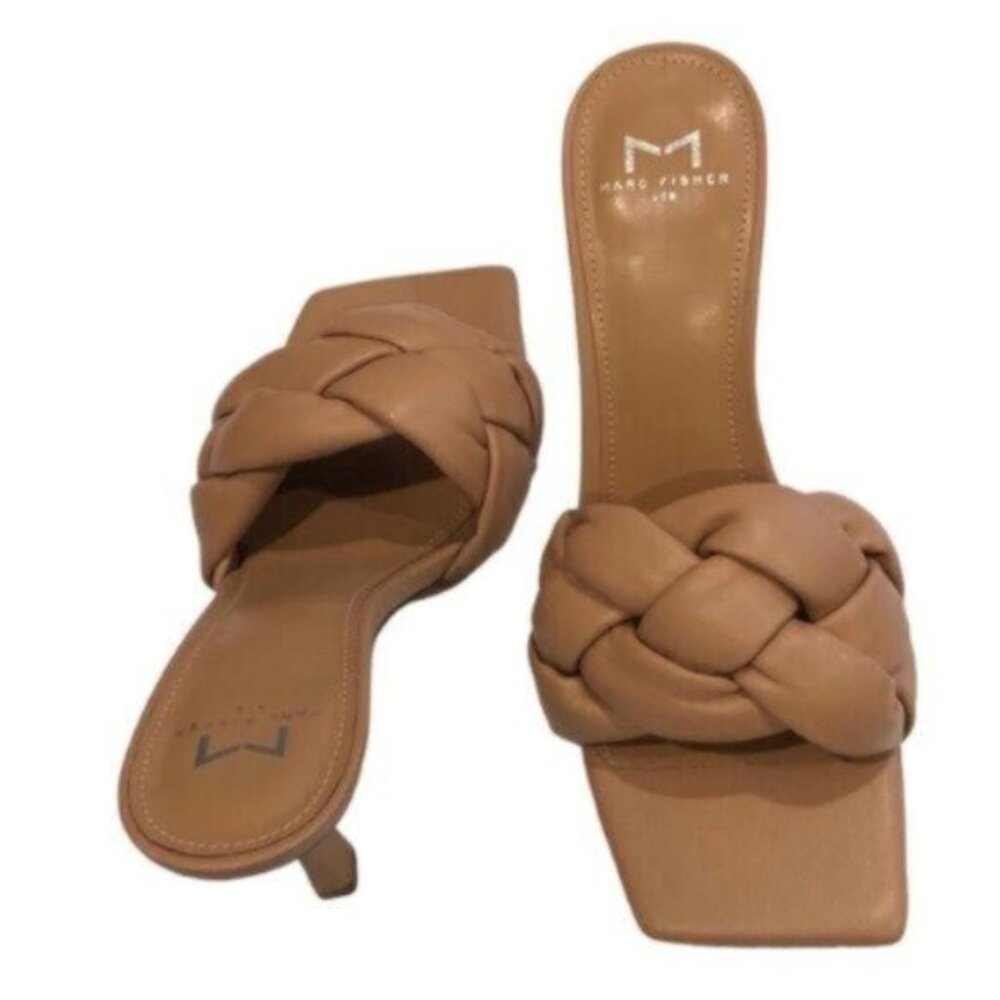NWT Marc Fisher Tan Slide Sandal Heels 8 - Picture 4 of 10